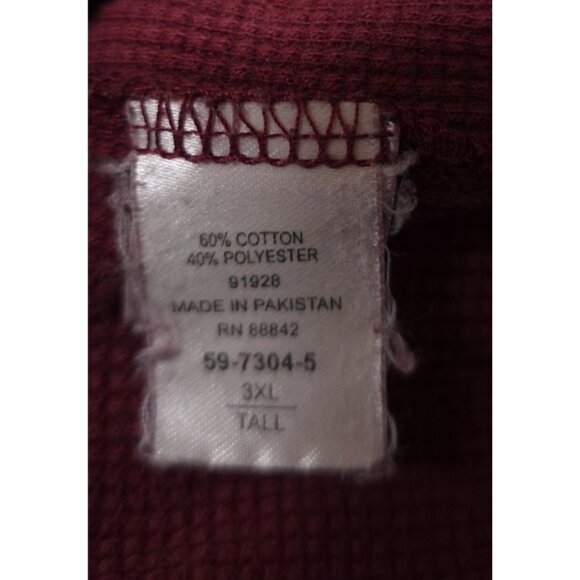 KingSize Mens 3XLT Red Waffle Thermal Cotton Blend Outdoors Big Henley Shirt - Picture 11 of 11